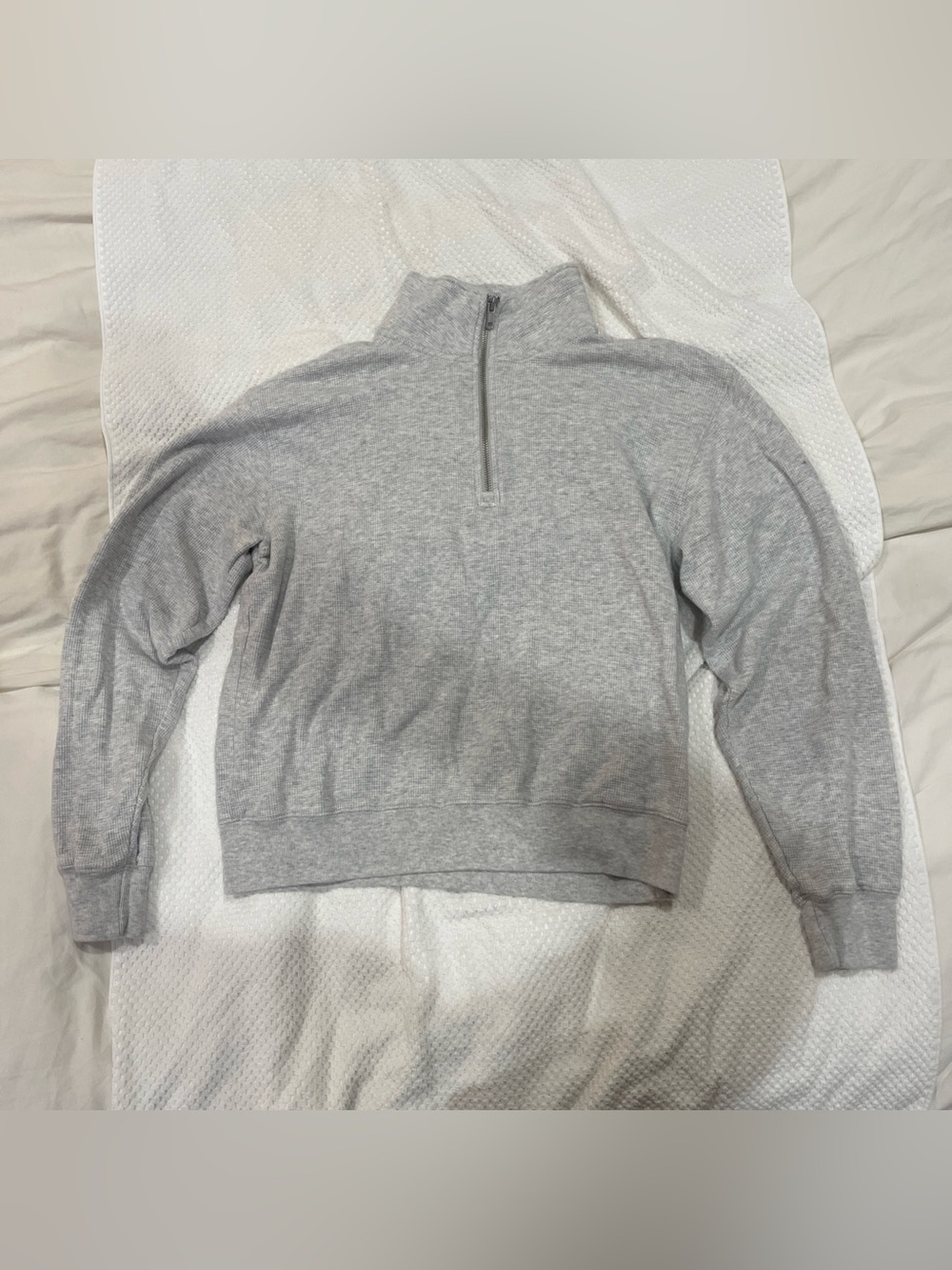 Brandy Melville Gray Quarter Zip Cropped Sweater 100% Cotton XS